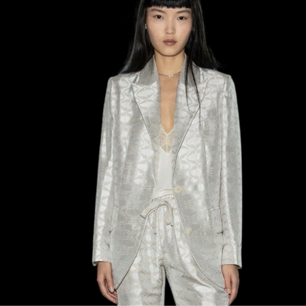 Zadig& Voltaire White Silver Wings Jacquard
Blazer, NWT, 
$349 $748